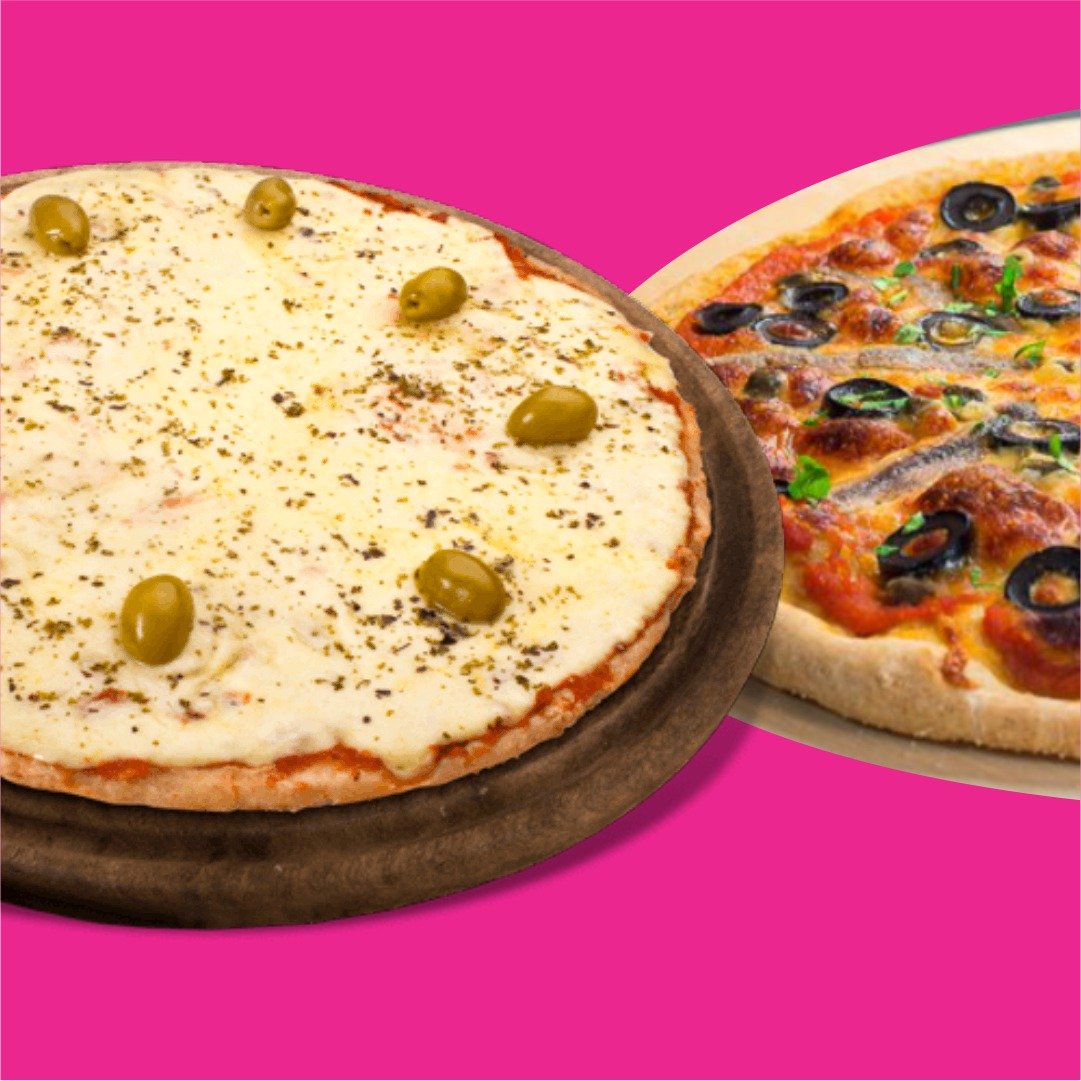 1 GRANDE DE MUZZARELLA + 1 CHICA DE ANCHOAS